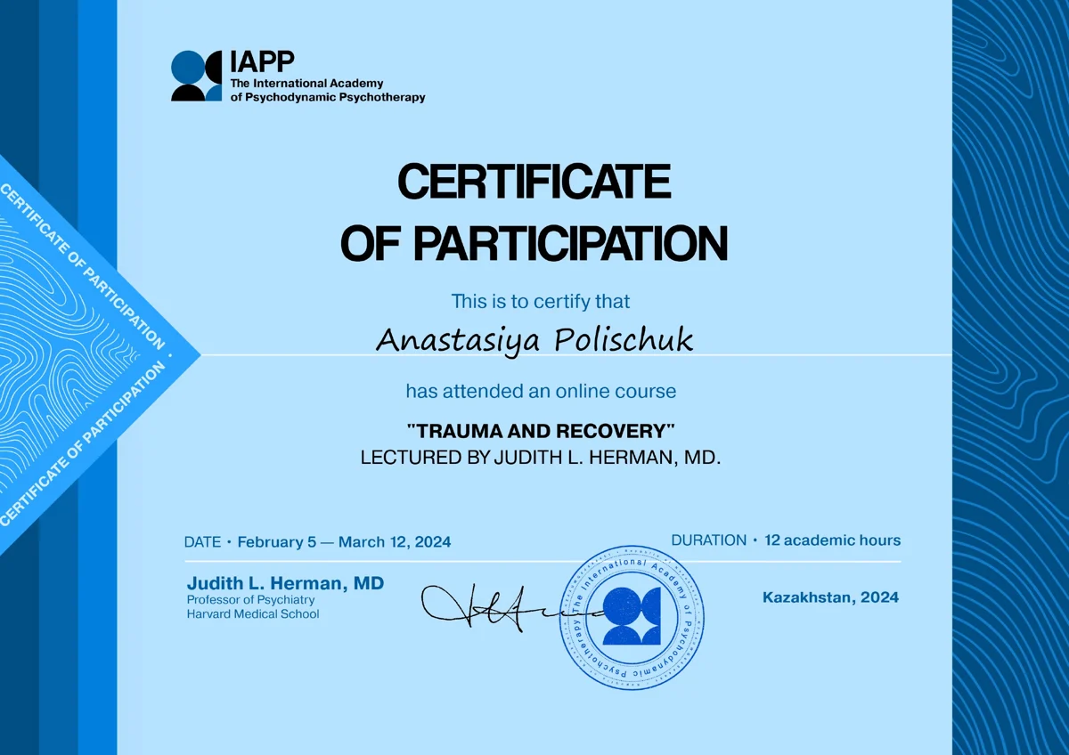 IAPP, The International Academy of Psychodynamic Psychotherapy, Trauma and recovery, 2024